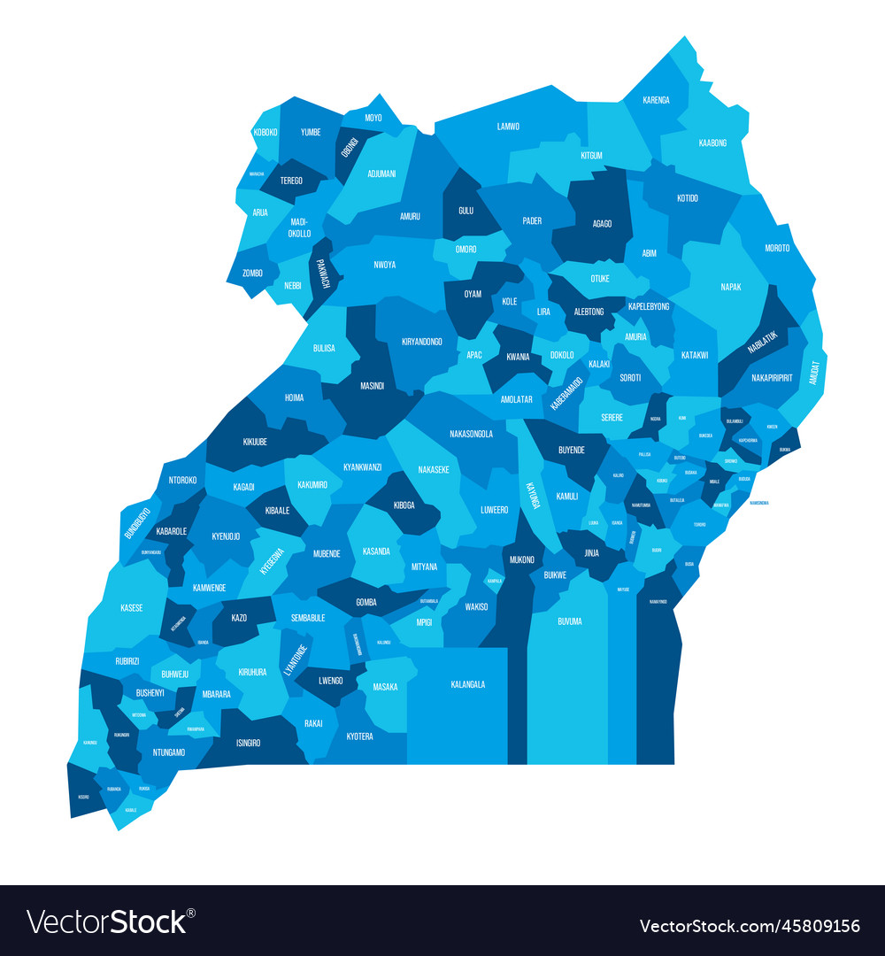 Uganda Political Map Of Administrative Divisions Vector Image