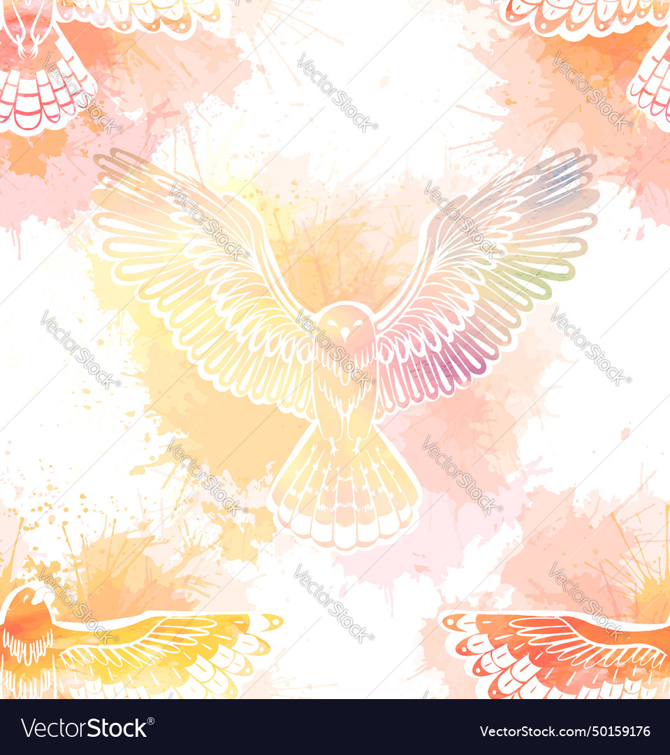 Decorative Seamless Pattern With Flying Birds Vector Image