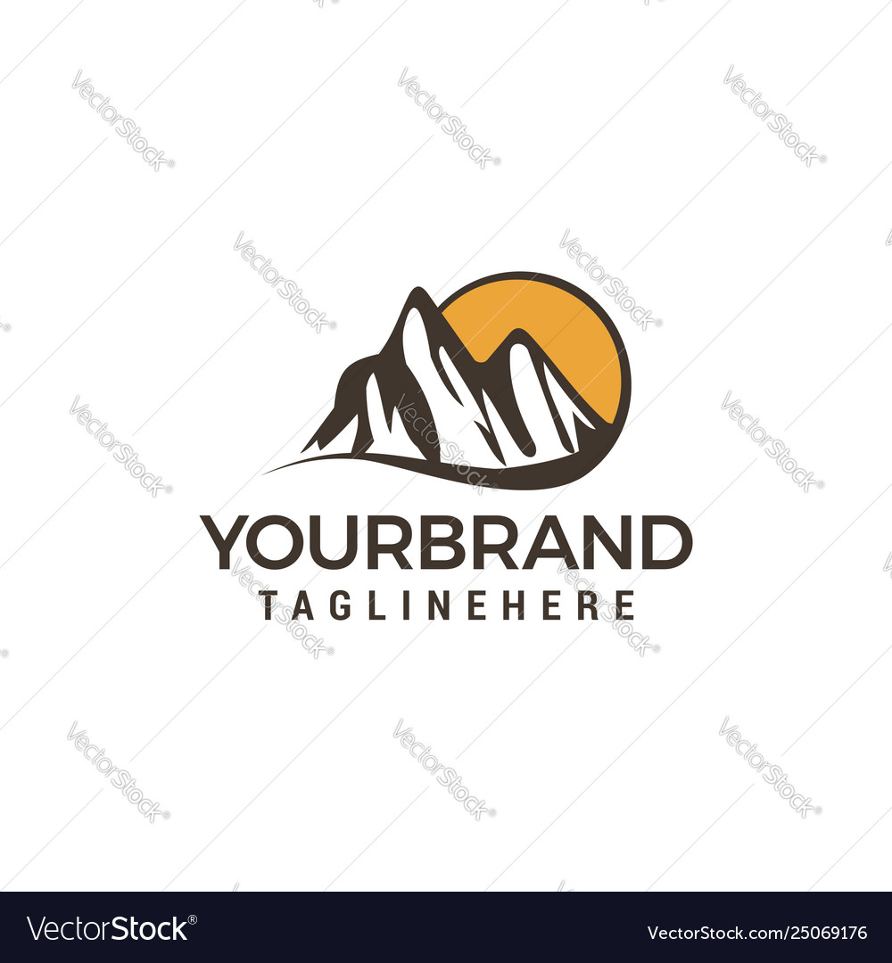 Mountain Sun Logo Design Concept Template Vector Image