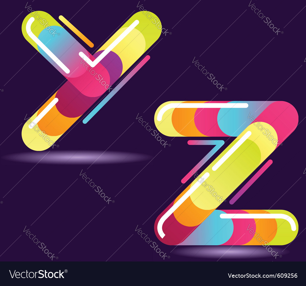 Two Letters Of Alphabet In Disco Style Royalty Free Vector