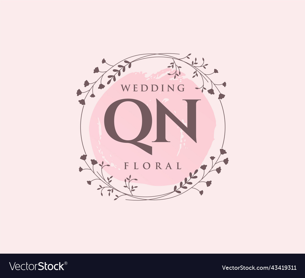 Qn Initials Letter Wedding Monogram Logos Vector Image