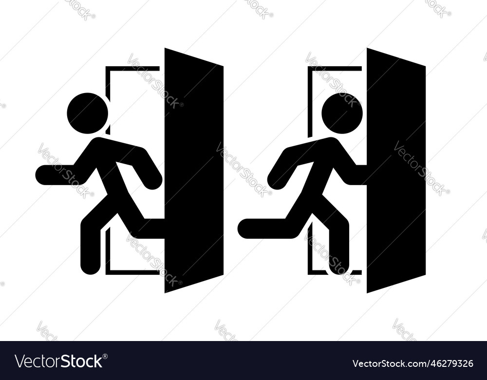 Emergency Fire Exit Sign Evacuation Escape Vector Image