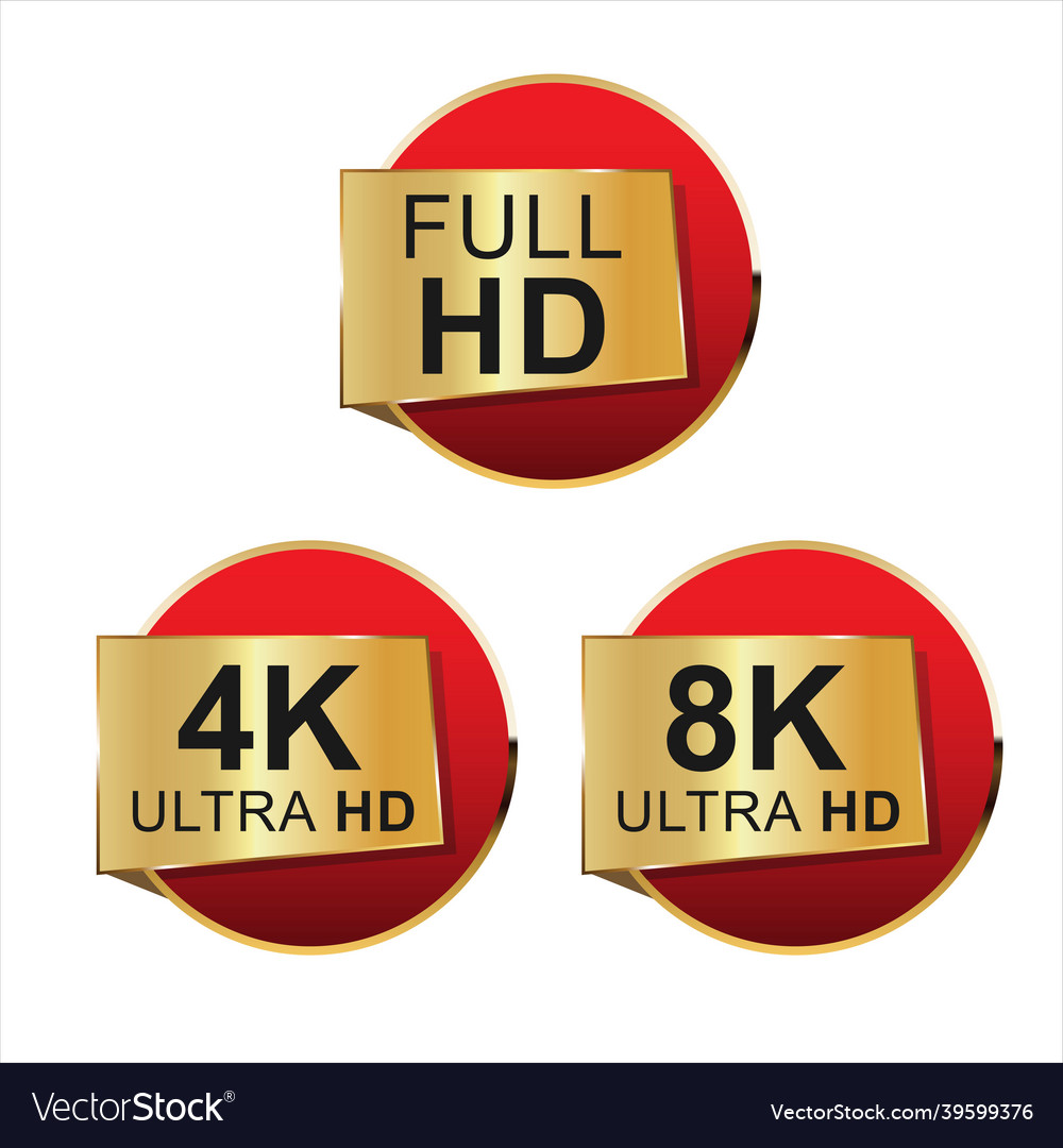 Collection Of Full Hd K K And Ultra Hd Icons Vector Image