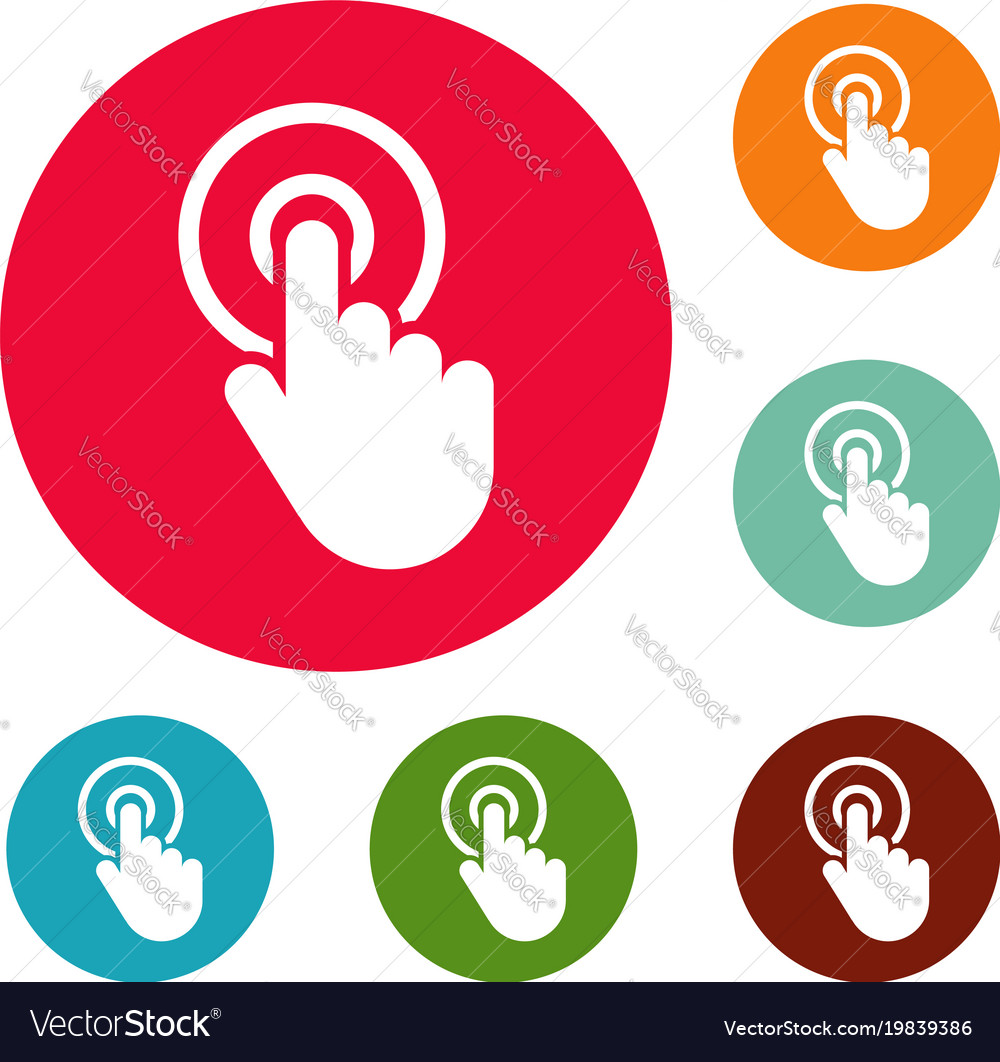 Hand Cursor Click Icons Circle Set Royalty Free Vector Image