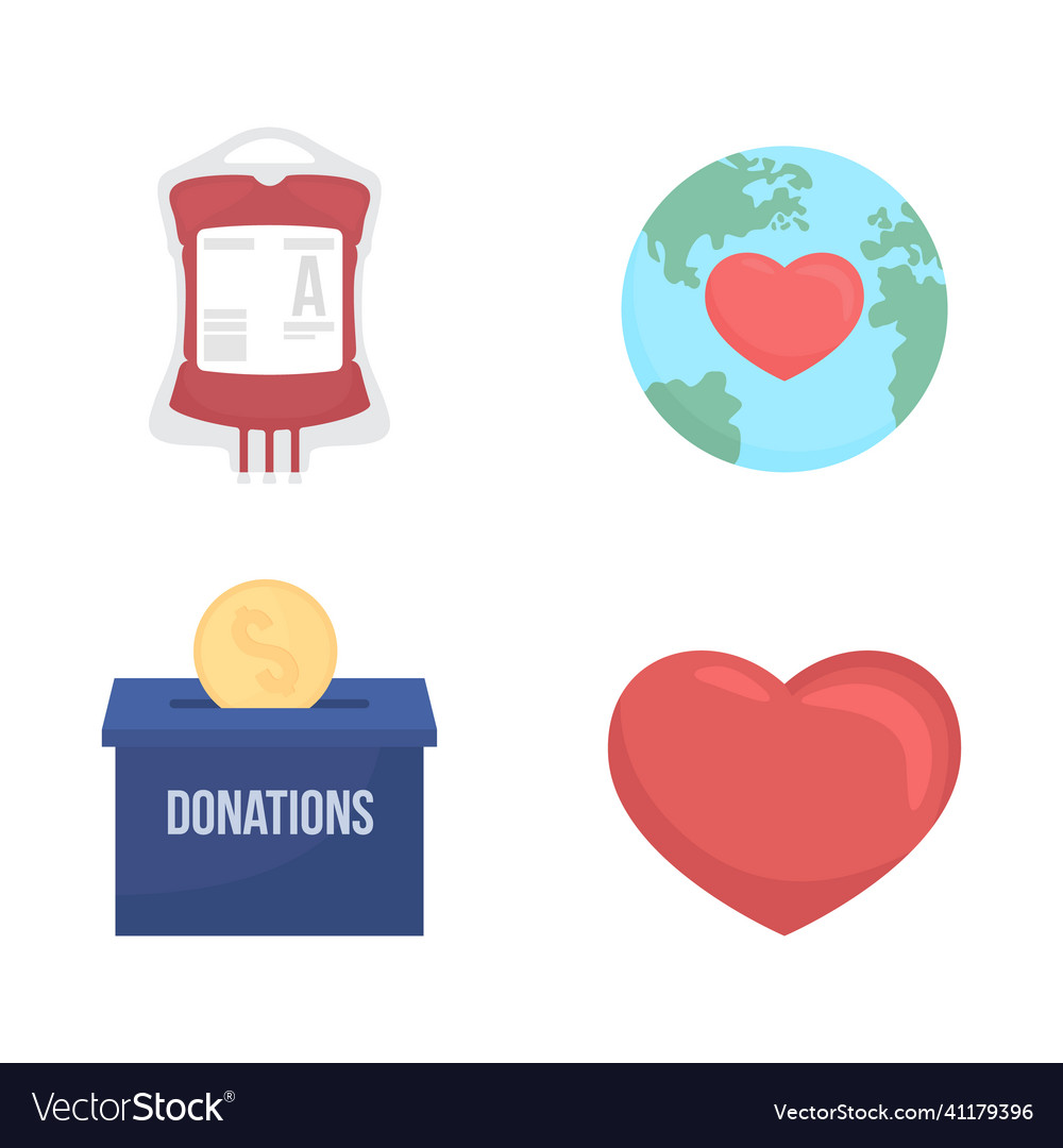 Charity Semi Flat Color Item Set Royalty Free Vector Image