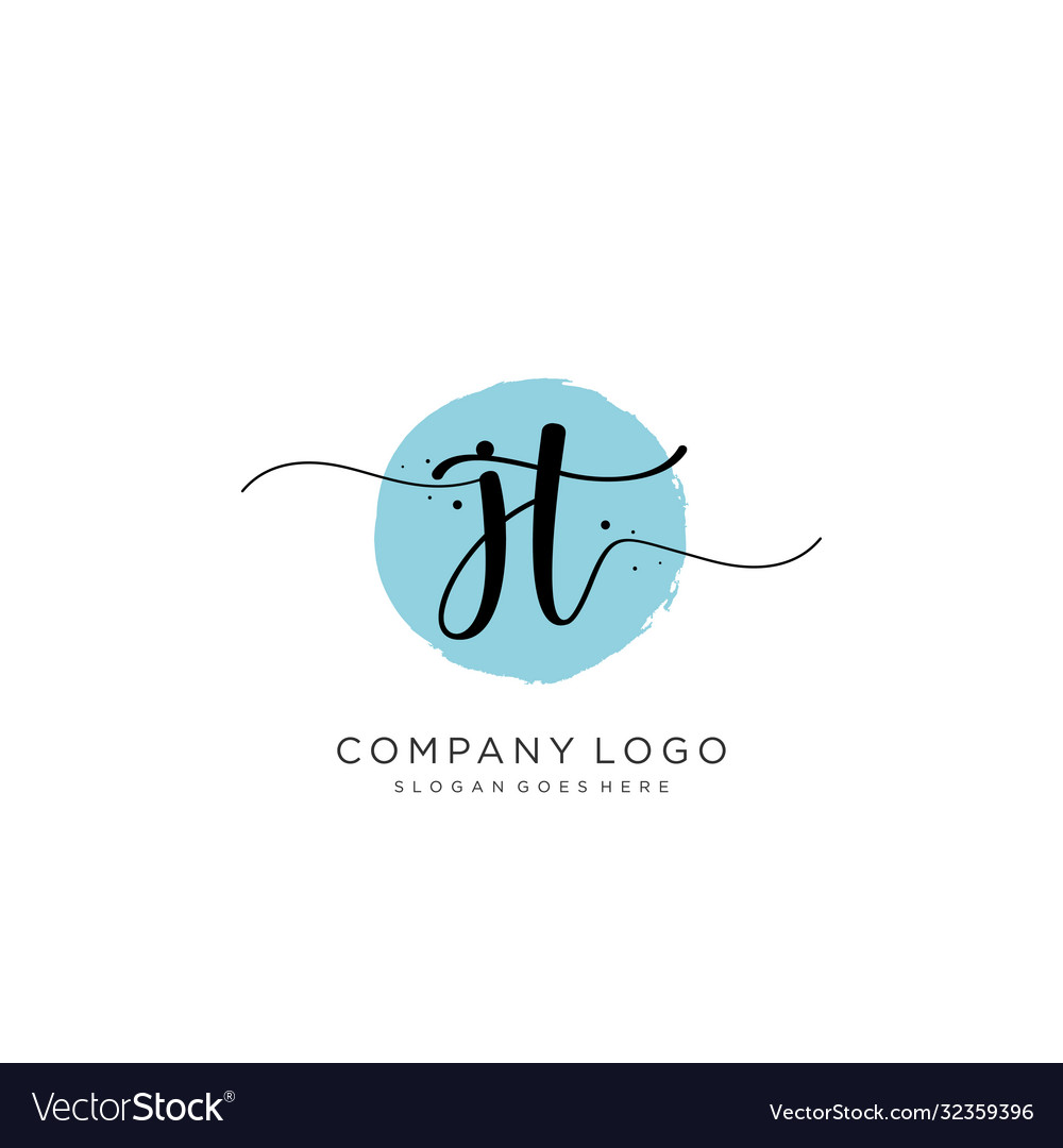 Jt Initial Handwriting Logo Design Royalty Free Vector Image