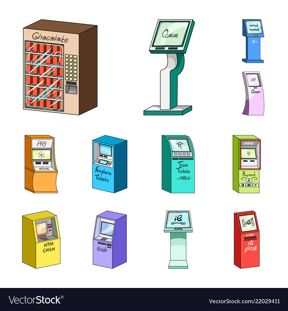 Variety Of Terminals Cartoon Icons In Set Vector Image