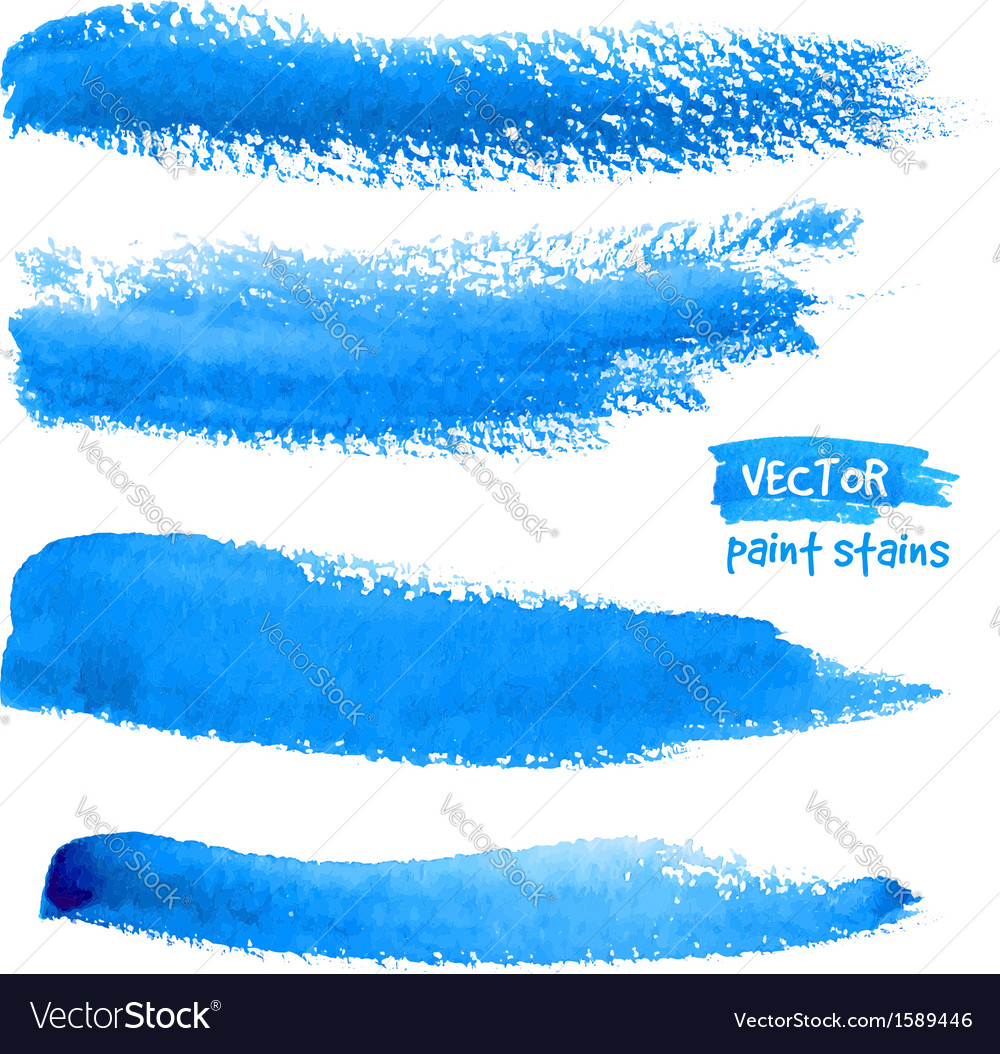 Bright Blue Watercolor Brush Strokes Royalty Free Vector