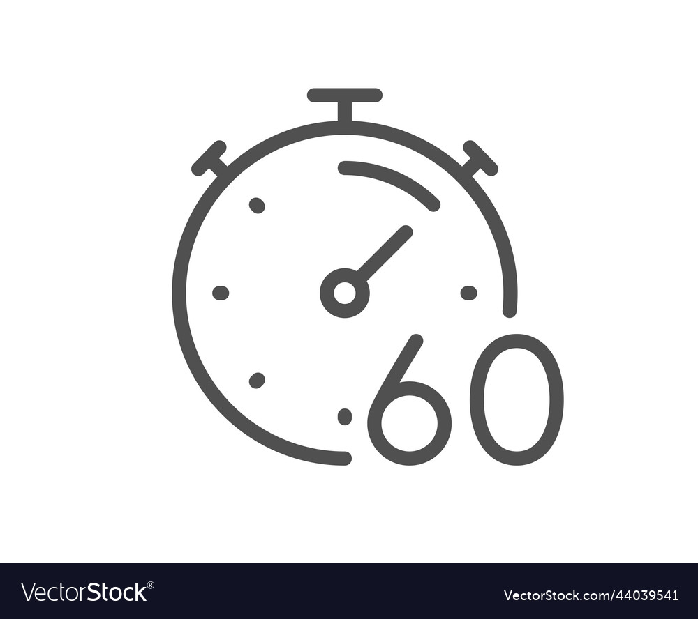 Timer 60 Minutes Line Icon Stopwatch Time Sign Vector Image