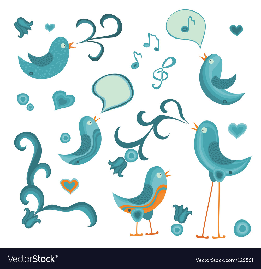 Tweeting Birds Royalty Free Vector Image Vectorstock