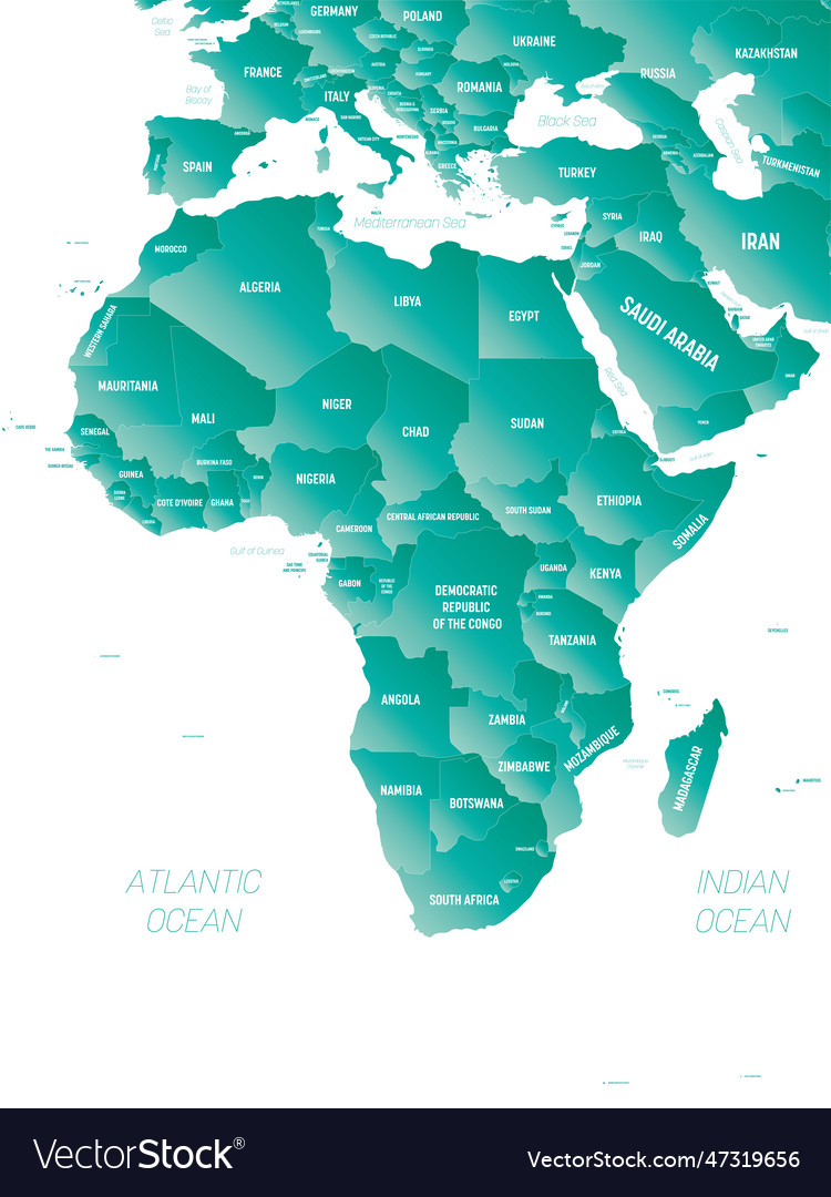 Africa Map Detailed Political Map With Lables Vector Image