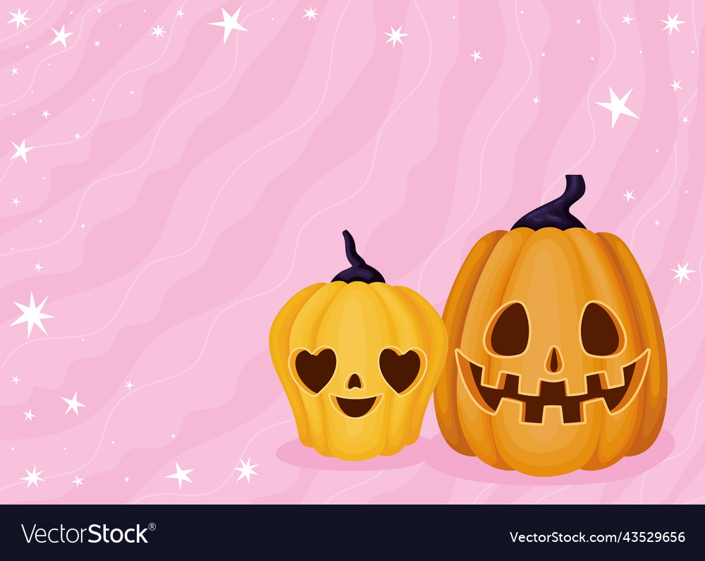 Halloween Pumpkins Card Royalty Free Vector Image