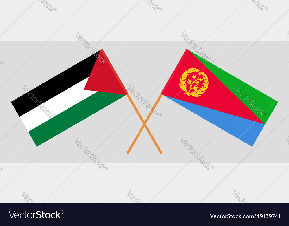 Crossed Flags Of Palestine And Eritrea Official Vector Image