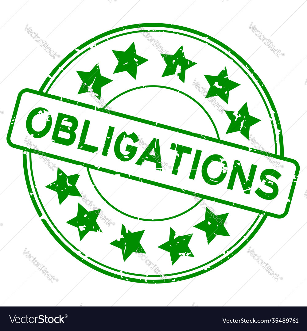 Grunge Green Obligations Word With Star Icon Vector Image