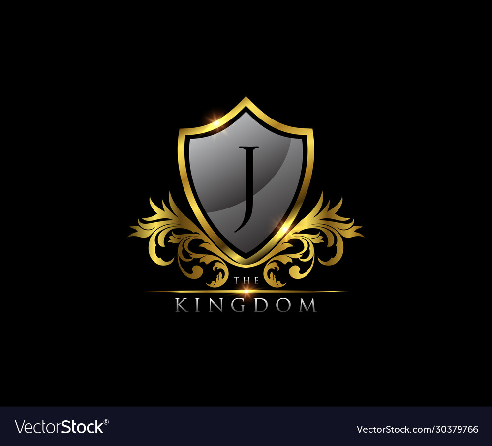 Golden Shield J Luxury Logo Icon Royalty Free Vector Image