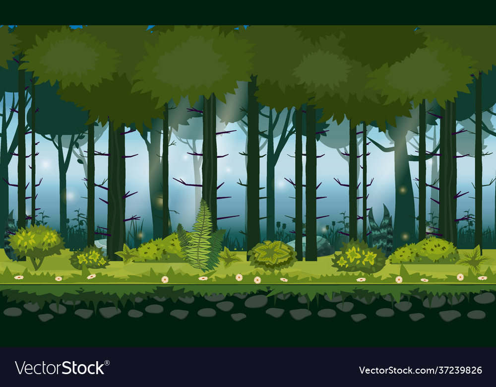 Forest Landscape Horizontal Seamless Background Vector Image