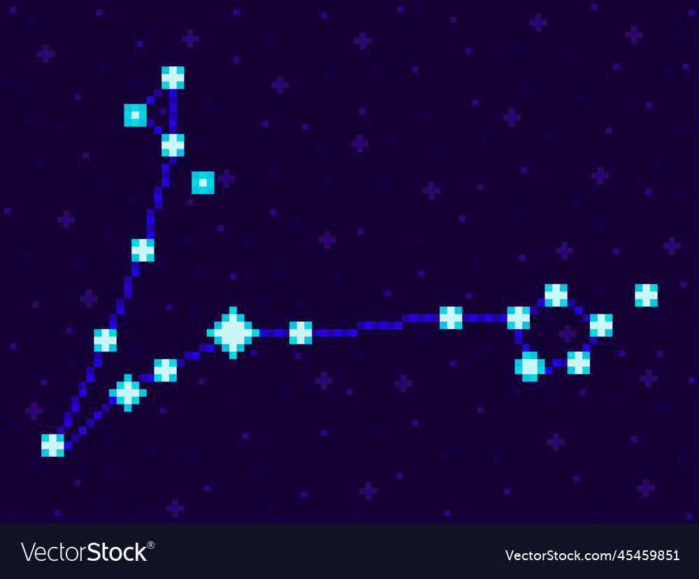 Pisces Constellation In Pixel Art Style Bit Vector Image