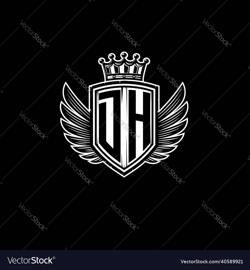 Dh Logo Monogram Shield Crown Luxury Design Vector Image