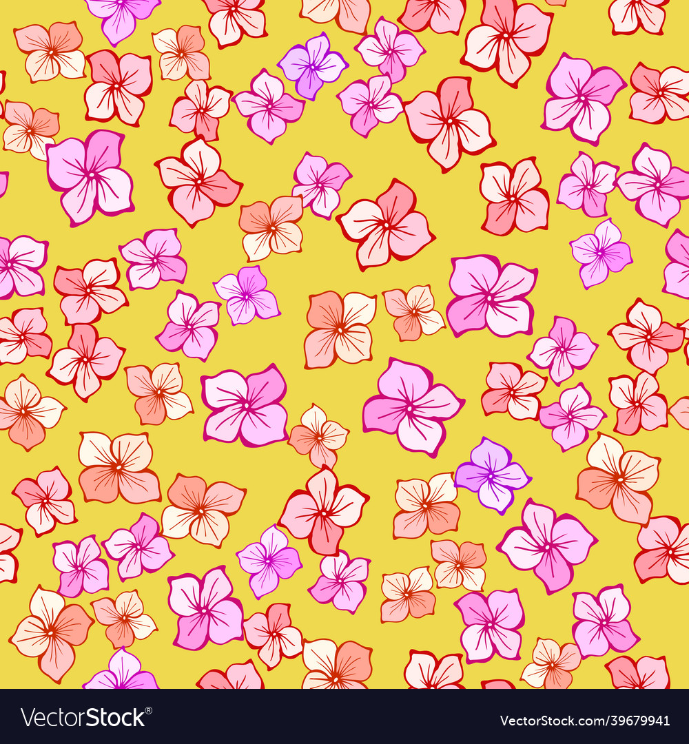 Ditsy Floral Seamless Pattern Hand Drawn Vector Image