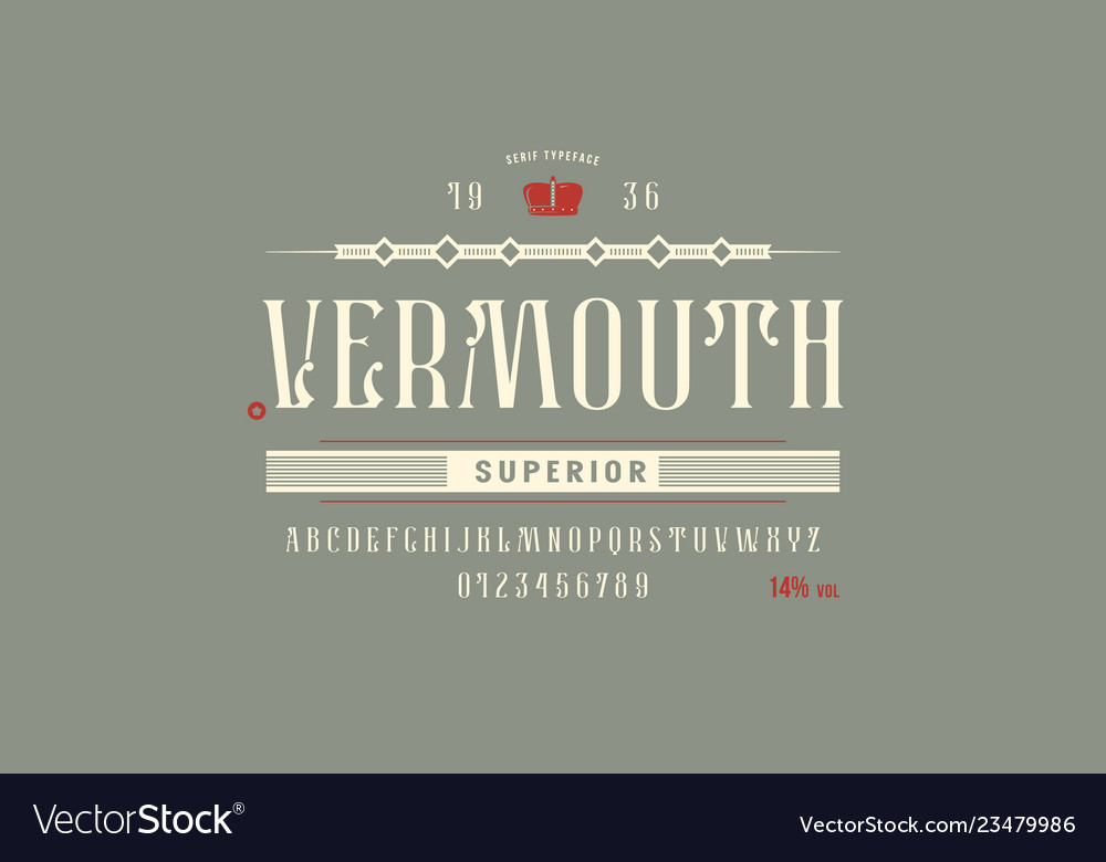 Decorative Narrow Serif Font Royalty Free Vector Image