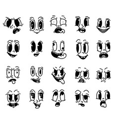 Vintage Expression Faces Retro Characters Happy Vector Image