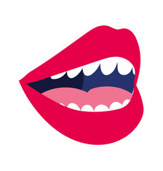 Silhouette Smiling Lips With Teeths And Tongue Vector Image