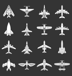 Airplane Top View Icons Set Simple Style Vector Image