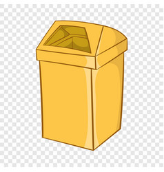 Yellow Bin Garbage Container Icon Cartoon Style Vector Image