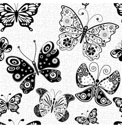 Seamless White Pattern With Lacy Butterflies Vector Image