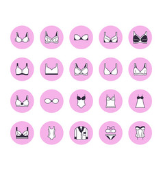 Lingerie Flat Glyph Icons Set Bras Types Woman Vector Image