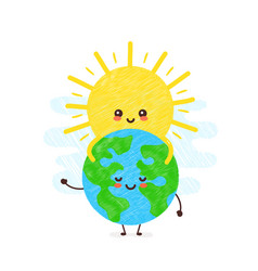 Cute Happy Smiling Kawaii Earth Planet Royalty Free Vector