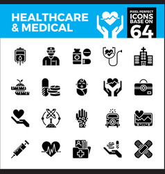 Healthcare And Medical Pixel Perfect Icons Base Vector Image