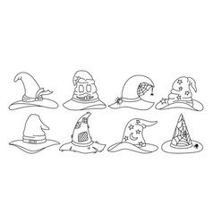 Witch Hat Halloween Flat Cartoon Set Magic Vector Image