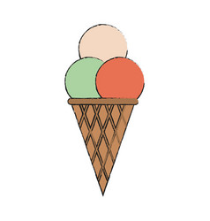 Ice Cream Cone With Three Scoops Icon Image Vector Image