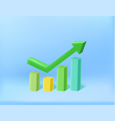 Green Growth Arrow Chart Icon Cartoon Style Vector Image