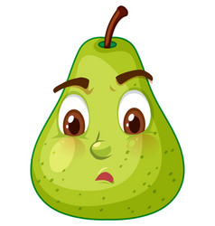 Green Pear Cartoon Character With Happy Face Vector Image