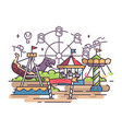 Map Of Amusement Park With Attractions Royalty Free Vector