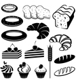 Set Drawings Of Pastries And Bread For Design Vector Image