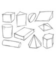 Set Basic 3d Shapes Black Geometric Solids On Vector Image