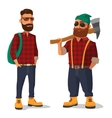 Lumberjack Lean On The Wood Log Royalty Free Vector Image