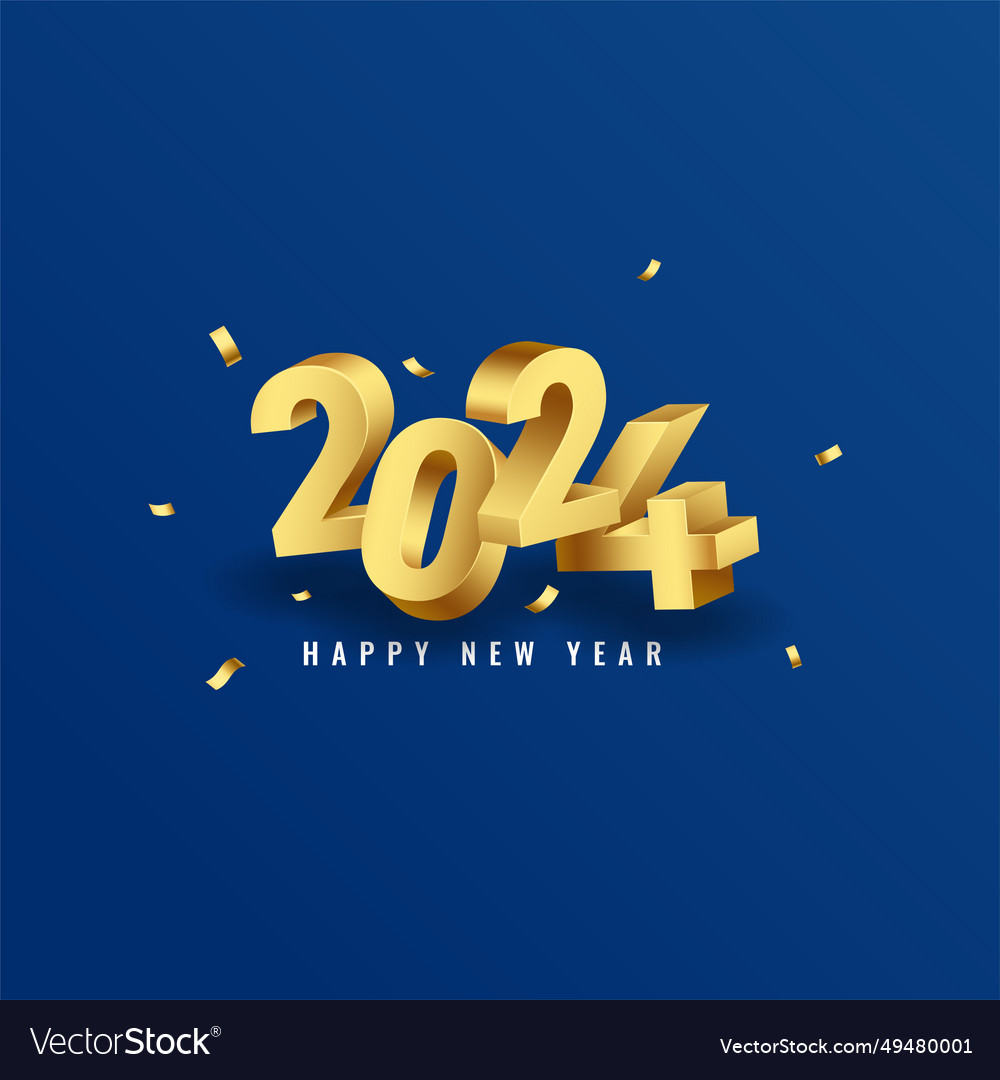 3d Style 2024 New Year Celebration Background Vector Image