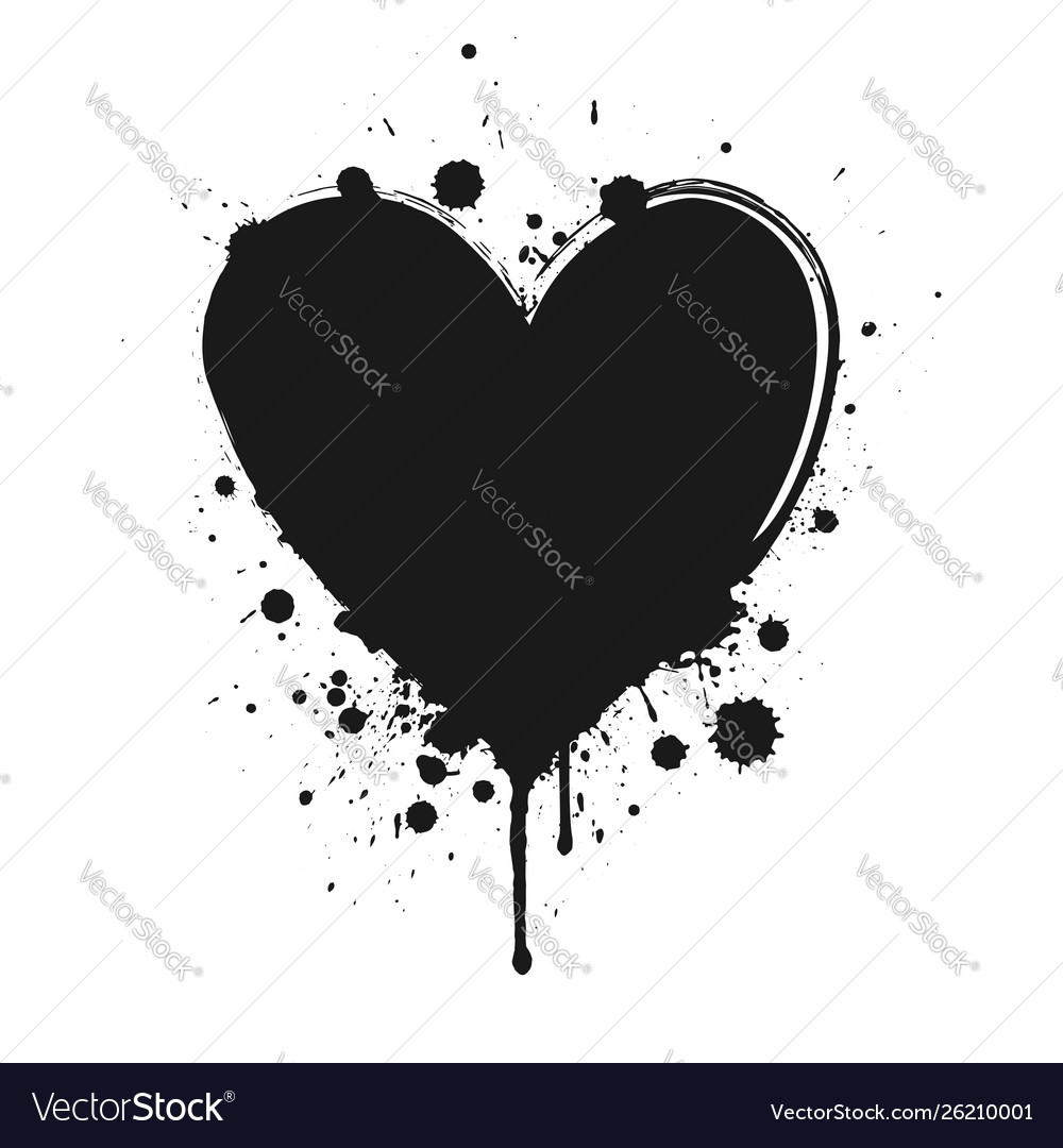 Black ink grunge heart Royalty Free Vector Image