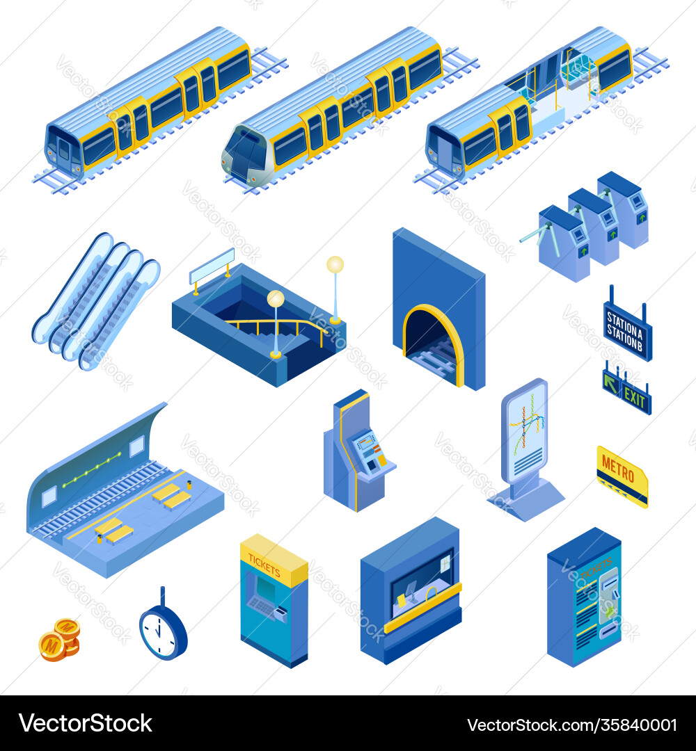 Isometric underground set Royalty Free Vector Image