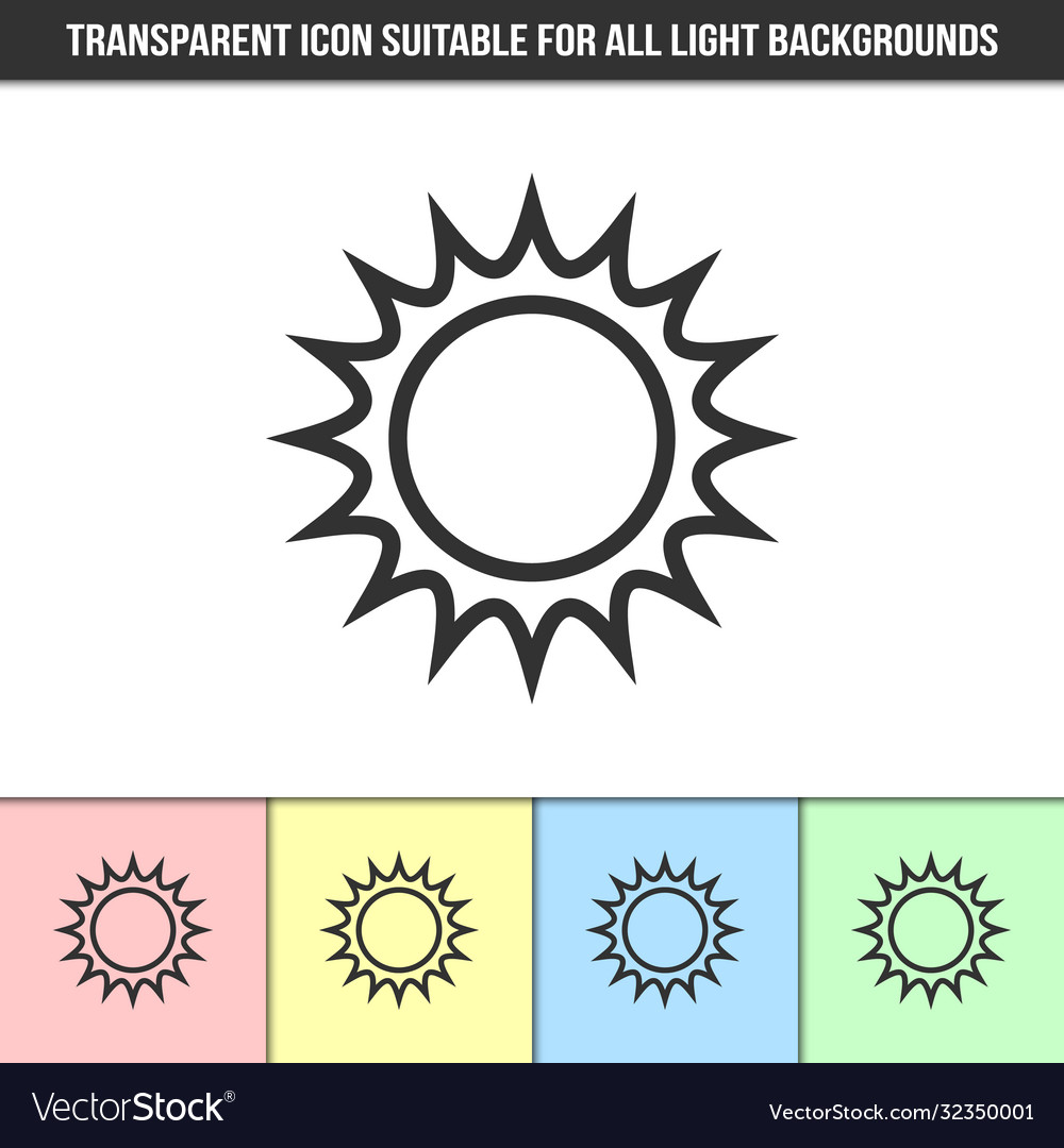 Simple outline transparent sun icon on different Vector Image