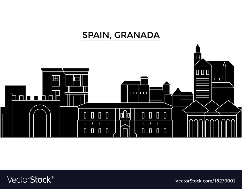 Spain Granada Architecture City Skyline Royalty Free Vector