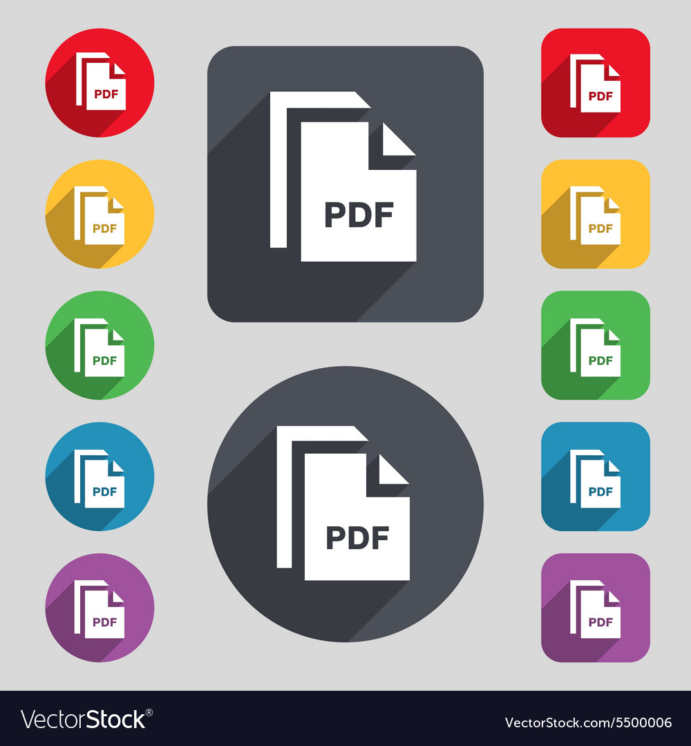 File pdf icon sign a set of 12 colored buttons