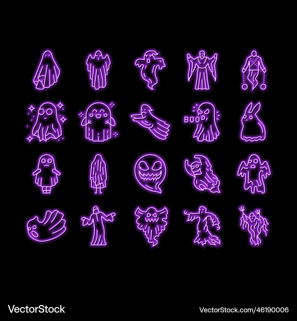 Ghost halloween scary cute neon glow icon Vector Image