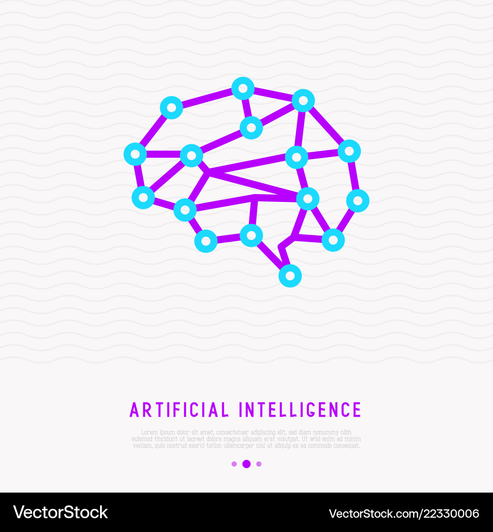 Polygonal brain line icon artificial intelligence Vector Image