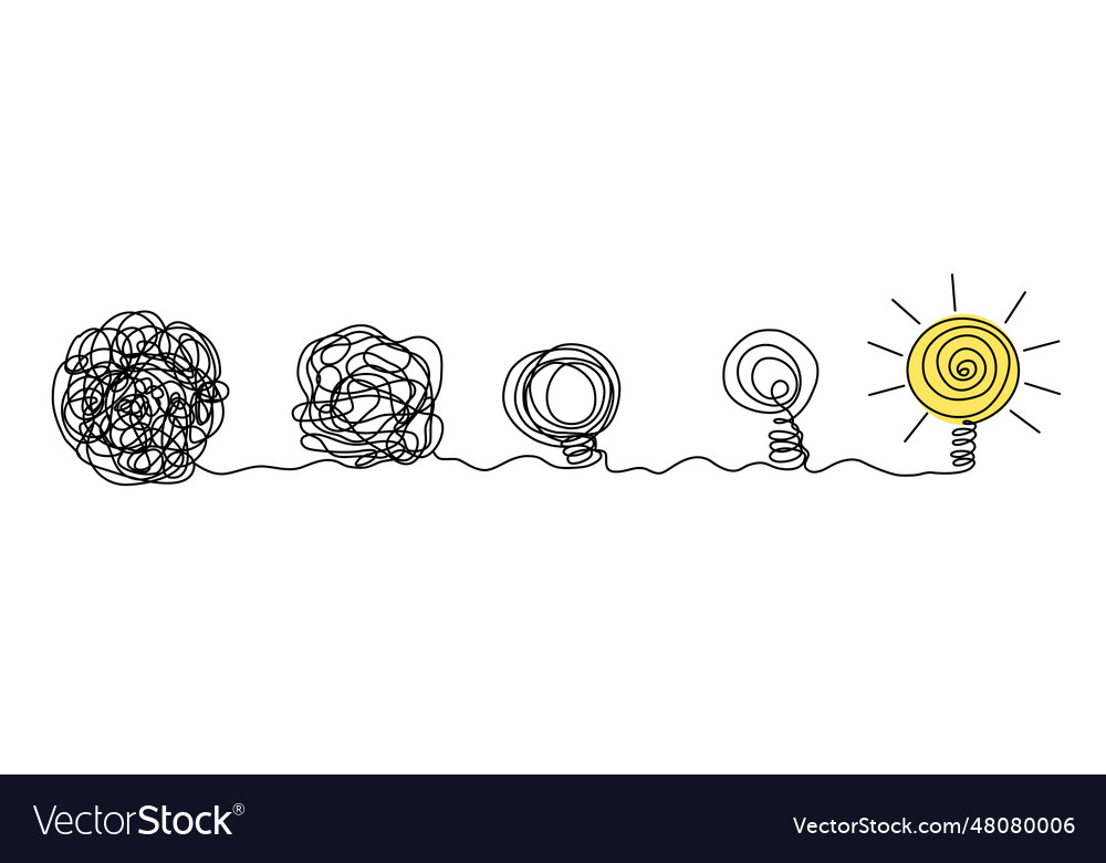 Process of complex problem to simple solution vector image Process of complex problem to simple solution