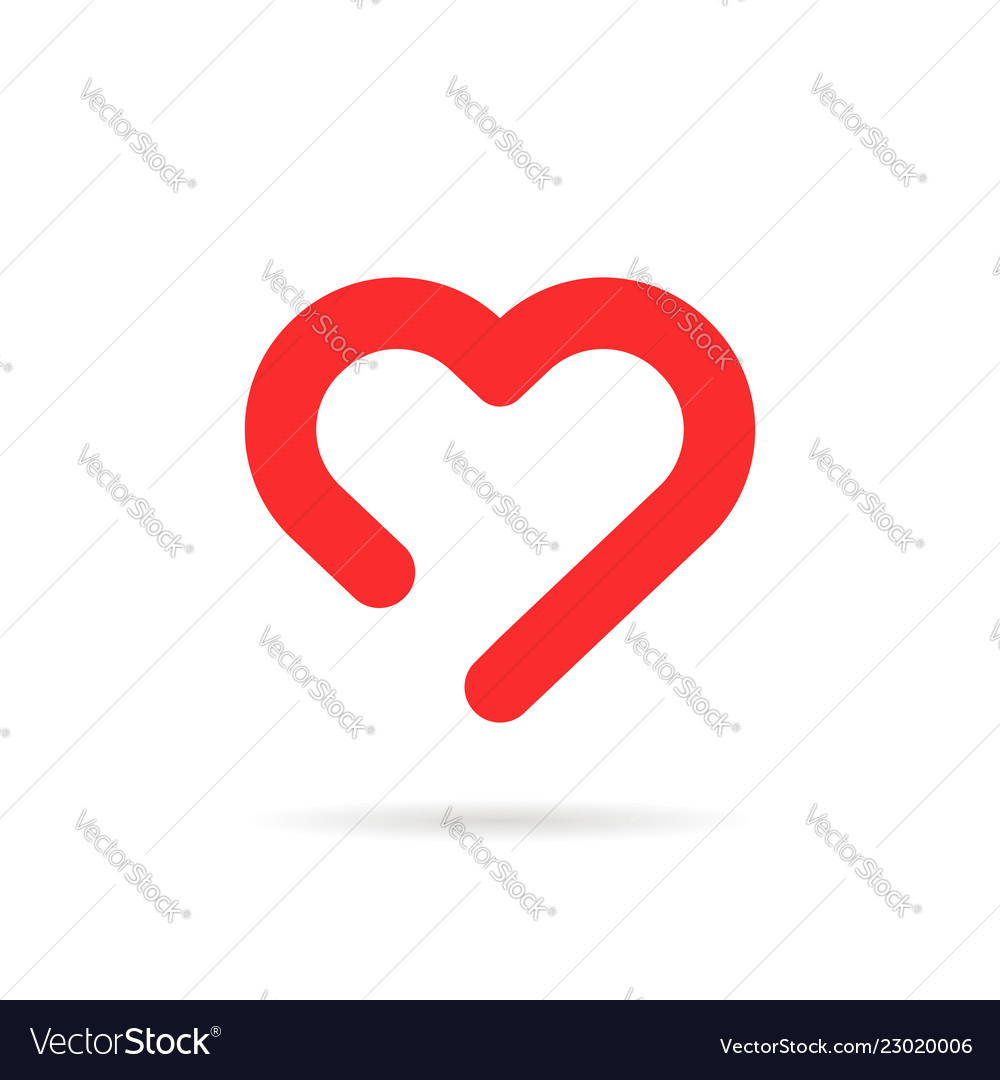 Red linear happy valentines day heart vector image Red linear happy valentines day heart
